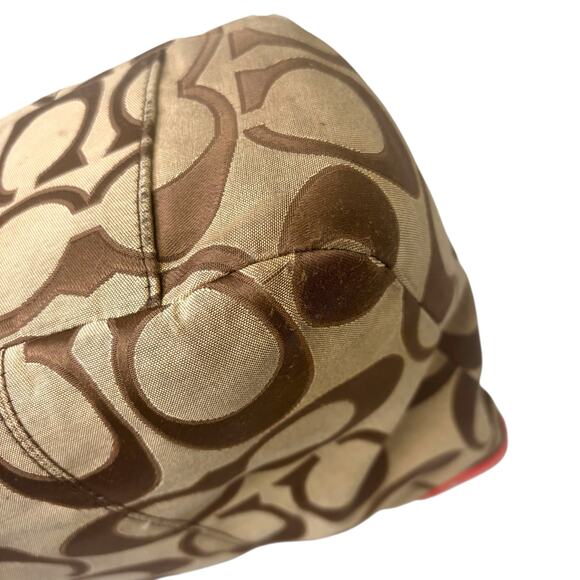 Coach Daisy Outline Signature Emma Tote Bag Khaki Orange Red Leather F24066 - Picture 11 of 13